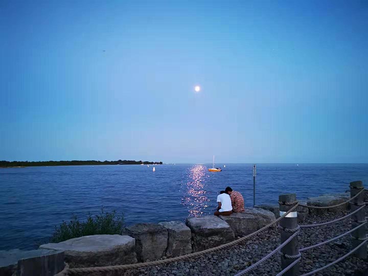 Lake Ontario under Moon